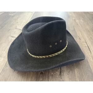 Western Express Black Wool Felt Cowboy Hat Size 6 3/4 Western Ranch Rodeo